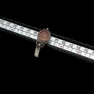 NATURAL PINK STRAWBERRY QUARTZ CABOCHON ROUND Vintage Silver Ring